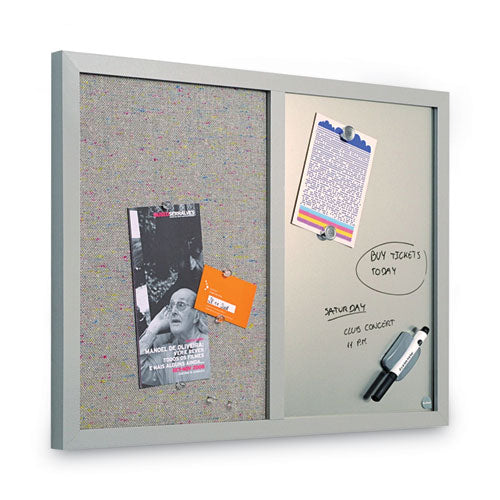 Image of MasterVision® Designer Fabric Bulletin Board, Combo Magnetic Dry Erase/Bulletin, 24" x 18", Multicolor/Gray Surface, Gray Fiberboard Frame