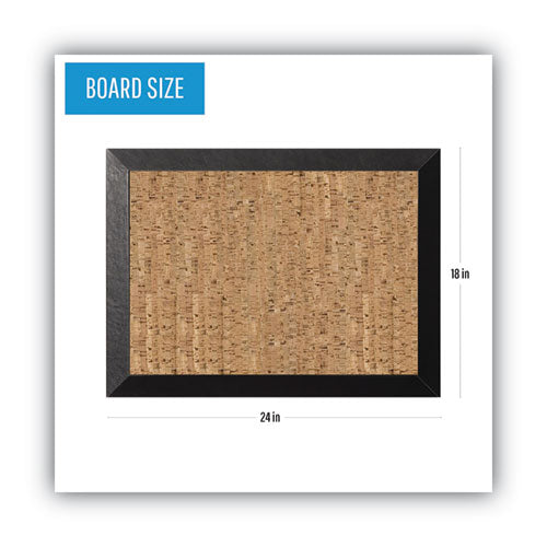 Image of MasterVision® Natural Cork Bulletin Board, 24" x 18", Tan Surface, Black Wood Frame