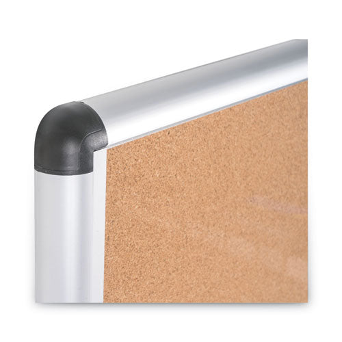 Image of MasterVision® Slim-Line Enclosed Cork Bulletin Board with One Door, 47" x 38", Tan Surface, Satin Aluminum Frame