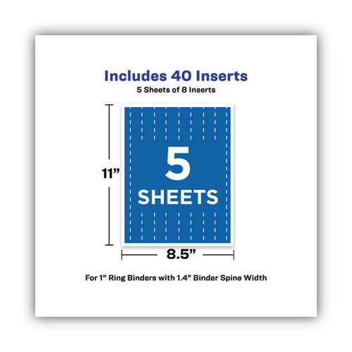 Image of Avery® Binder Spine Inserts, 1" Spine Width, 8 Inserts/sheet, 5 Sheets/pack
