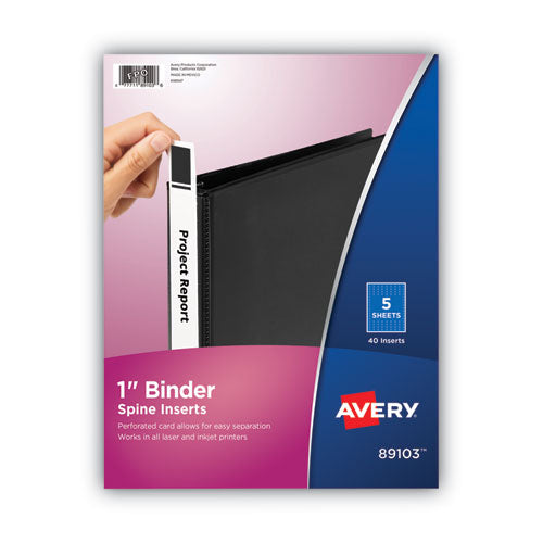 Image of Avery® Binder Spine Inserts, 1" Spine Width, 8 Inserts/sheet, 5 Sheets/pack