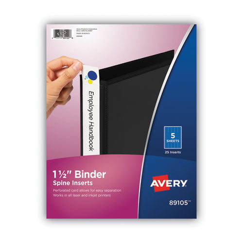 Image of Avery® Binder Spine Inserts, 1.5" Spine Width, 5 Inserts/sheet, 5 Sheets/pack