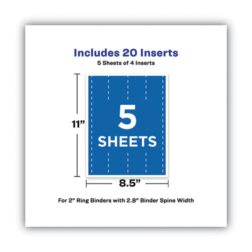 Image of Avery® Binder Spine Inserts, 2" Spine Width, 4 Inserts/sheet, 5 Sheets/pack