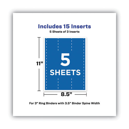 Image of Avery® Binder Spine Inserts, 3" Spine Width, 3 Inserts/sheet, 5 Sheets/pack