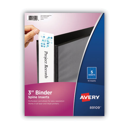 Image of Avery® Binder Spine Inserts, 3" Spine Width, 3 Inserts/sheet, 5 Sheets/pack