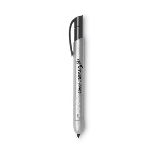 Image of BIC® Intensity Retractable Permanent Marker, Fine Bullet Tip, Black, Dozen