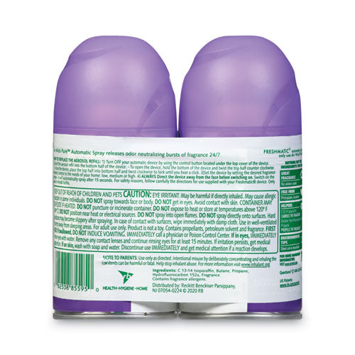 Image of Air Wick® Freshmatic Ultra Spray Refill, Lavender/chamomile, 5.89 Oz Aerosol Spray, 2/pack, 3 Packs/carton