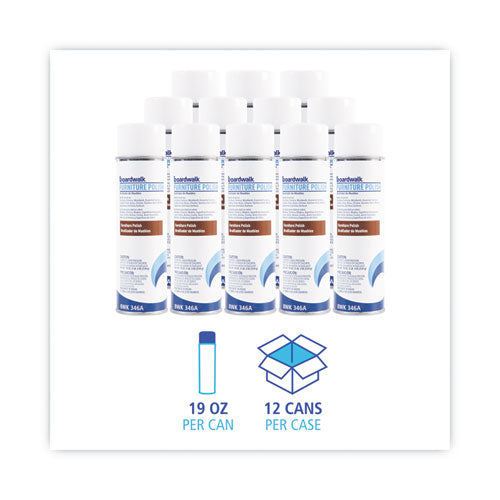Image of Boardwalk® Furniture Polish, Lemon Scent, 19 oz Aerosol Spray, 12/Carton