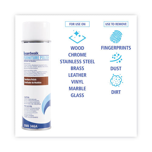Image of Boardwalk® Furniture Polish, Lemon Scent, 19 oz Aerosol Spray, 12/Carton