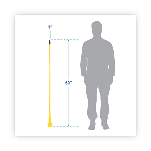 Image of Boardwalk® Plastic Jaws Mop Handle for 5 Wide Mop Heads, Aluminum, 1" dia x 60", Yellow