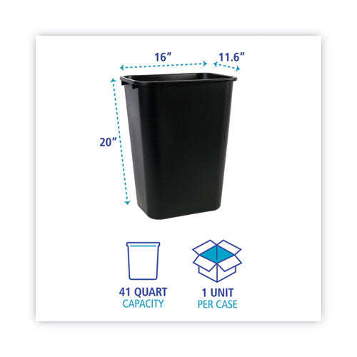 Image of Boardwalk® Soft-Sided Wastebasket, 41 Qt, Plastic, Black