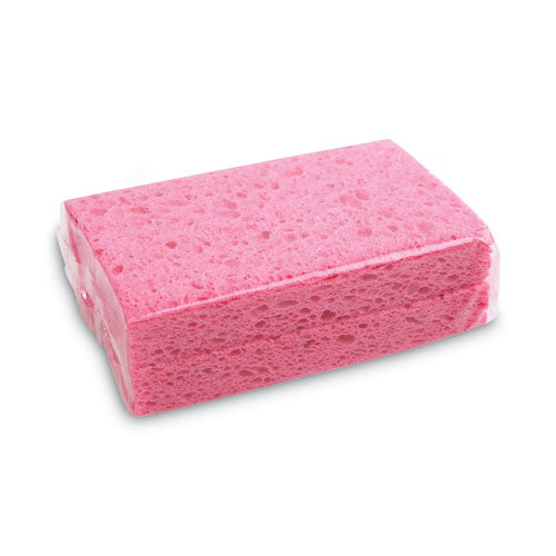 Image of Boardwalk® Small Cellulose Sponge, 3.6 X 6.5, 0.9" Thick, Pink, 2/pack, 24 Packs/carton