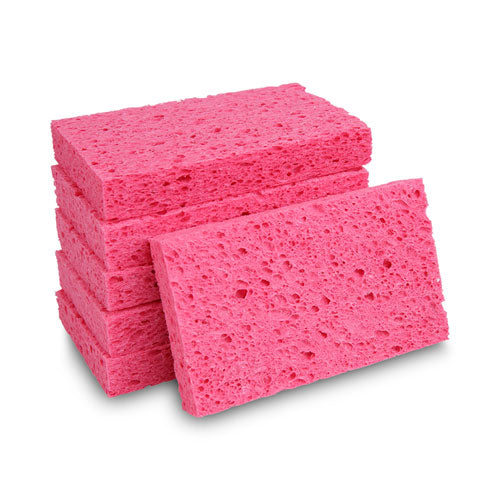 Image of Boardwalk® Small Cellulose Sponge, 3.6 X 6.5, 0.9" Thick, Pink, 2/pack, 24 Packs/carton