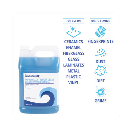 Image of Boardwalk® Industrial Strength Glass Cleaner With Ammonia, 1 Gal Bottle, 4/carton