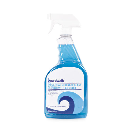 Image of Boardwalk® Industrial Strength Glass Cleaner with Ammonia, Unscented, 32 oz Trigger Spray Bottle