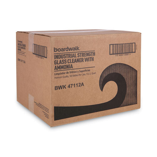 Image of Boardwalk® Industrial Strength Glass Cleaner with Ammonia, Unscented, 32 oz Trigger Spray Bottle, 12/Carton