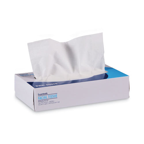 Image of Boardwalk® Office Packs Facial Tissue, 2-Ply, White, Flat Box, 100 Sheets/box, 30 Boxes/carton