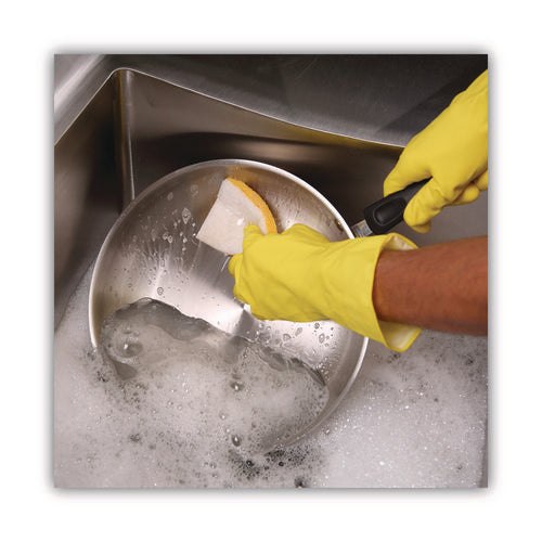 Image of Boardwalk® Light-Duty Scrubbing Sponge, Individually Wrapped, 3.6 x 6.1, 0.7" Thick, Yellow/White, 20/Carton