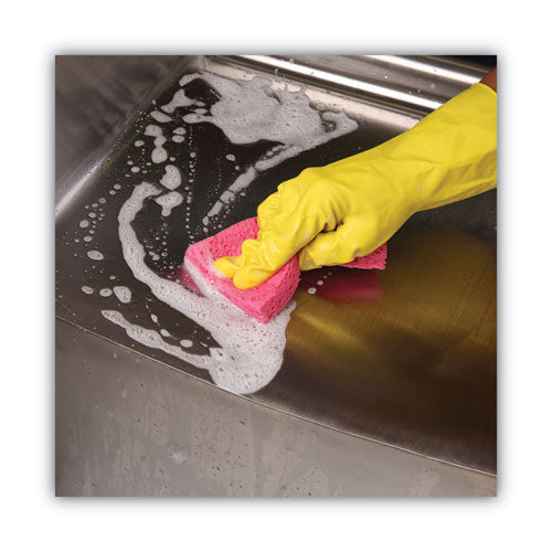 Image of Boardwalk® Small Cellulose Sponge, 3.6 X 6.5, 0.9" Thick, Pink, 2/pack, 24 Packs/carton