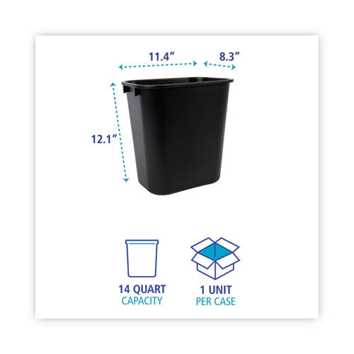 Image of Boardwalk® Soft-Sided Wastebasket, 14 Qt, Plastic, Black