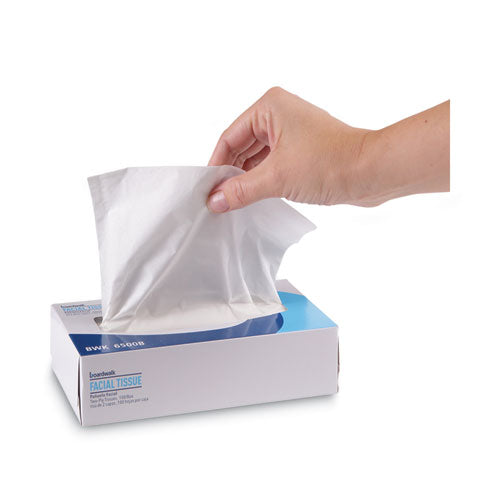 Image of Boardwalk® Office Packs Facial Tissue, 2-Ply, White, Flat Box, 100 Sheets/box, 30 Boxes/carton