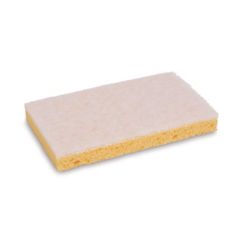 Image of Boardwalk® Light-Duty Scrubbing Sponge, Individually Wrapped, 3.6 x 6.1, 0.7" Thick, Yellow/White, 20/Carton