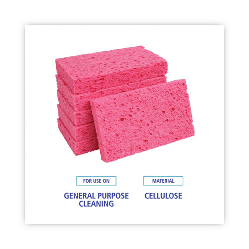 Image of Boardwalk® Small Cellulose Sponge, 3.6 X 6.5, 0.9" Thick, Pink, 2/pack, 24 Packs/carton