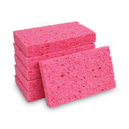 Image of Boardwalk® Small Cellulose Sponge, 3.6 X 6.5, 0.9" Thick, Pink, 2/pack, 24 Packs/carton