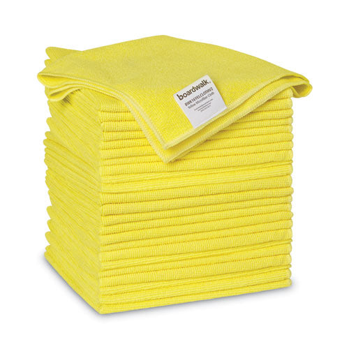 Image of Boardwalk® Microfiber Cleaning Cloths, 16 X 16, Yellow, 24/pack