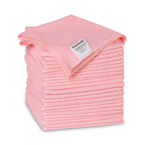 Image of Boardwalk® Microfiber Cleaning Cloths, 16 X 16, Pink, 24/pack