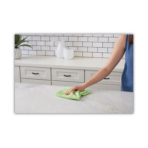 Image of Boardwalk® Microfiber Cleaning Cloths, 16 X 16, Green, 24/pack
