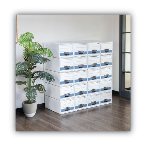 Image of Bankers Box® Stor/drawer Steel Plus Extra Space-Savings Storage Drawers, 10.5" X 25.25" X 5.25", White/blue, 12/carton