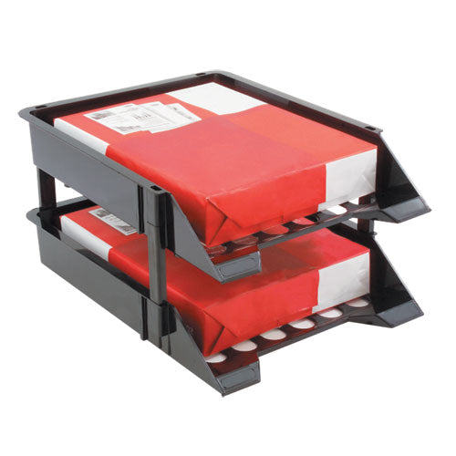 Image of deflecto® Supertray Countertop Tray Set, 2 Sections, Letter To Legal Size Files, 11" X 14.88" X 2.5", Black, 2/pack