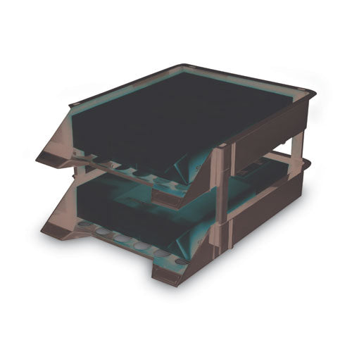 Image of deflecto® Supertray Countertop Tray Set, 2 Sections, Letter To Legal Size Files, 11" X 14.88" X 2.5", Black, 2/pack