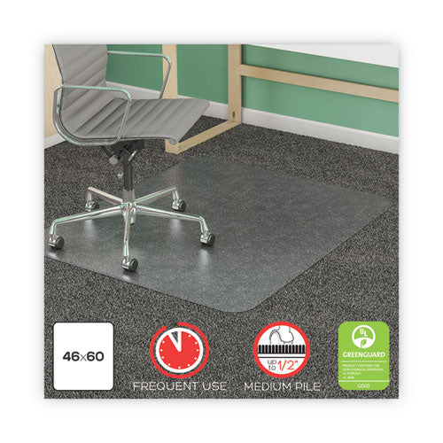 Image of deflecto® Supermat Frequent Use Chair Mat, Med Pile Carpet, Roll, 46 X 60, Rectangle, Clear