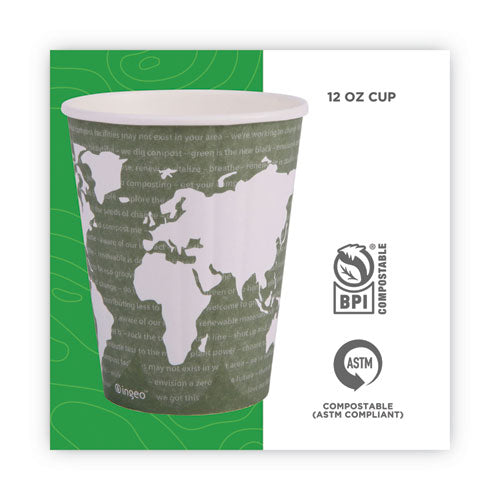 Image of Eco-Products® World Art Renewable and Compostable Insulated Hot Cups, 12 oz, Paper, Brown/White, 40/Pack, 15 Packs/Carton