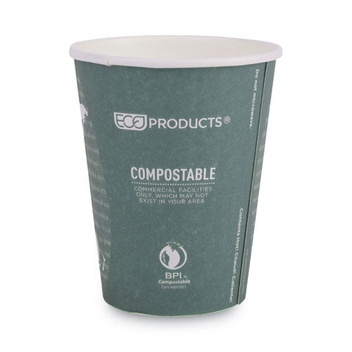 Image of Eco-Products® World Art Renewable and Compostable Insulated Hot Cups, 12 oz, Paper, Brown/White, 40/Pack, 15 Packs/Carton