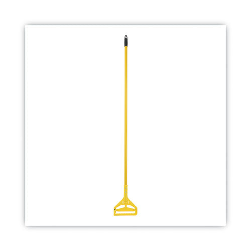 Image of Boardwalk® Quick Change Side-Latch Plastic Mop Head Handle, 60" Aluminum Handle, Yellow