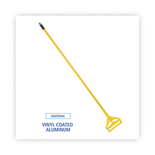 Image of Boardwalk® Quick Change Side-Latch Plastic Mop Head Handle, 60" Aluminum Handle, Yellow