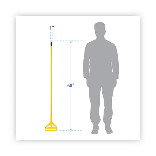 Image of Boardwalk® Quick Change Side-Latch Plastic Mop Head Handle, 60" Aluminum Handle, Yellow