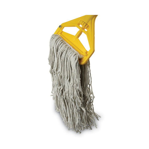 Image of Boardwalk® Quick Change Side-Latch Plastic Mop Head Handle, 60" Aluminum Handle, Yellow