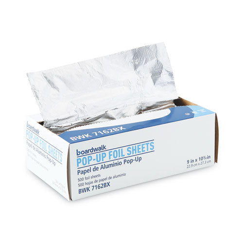 Image of Boardwalk® Standard Aluminum Foil Pop-Up Sheets, 63 Gauge, 9 x 10.75, 500/Box, 6 Boxes/Carton