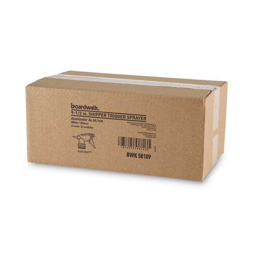 Image of Boardwalk® Non-Leaking Trigger Sprayer 300ES, 9.5" Tube, Fits 32 oz Bottles, White, 24/Carton