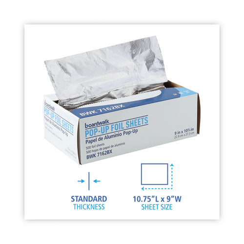 Image of Boardwalk® Standard Aluminum Foil Pop-Up Sheets, 63 Gauge, 9 x 10.75, 500 Sheets/Box