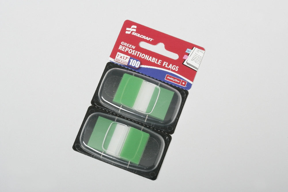 Image of Self-Stick Repositionable Flags, 1" x 1.75", Green