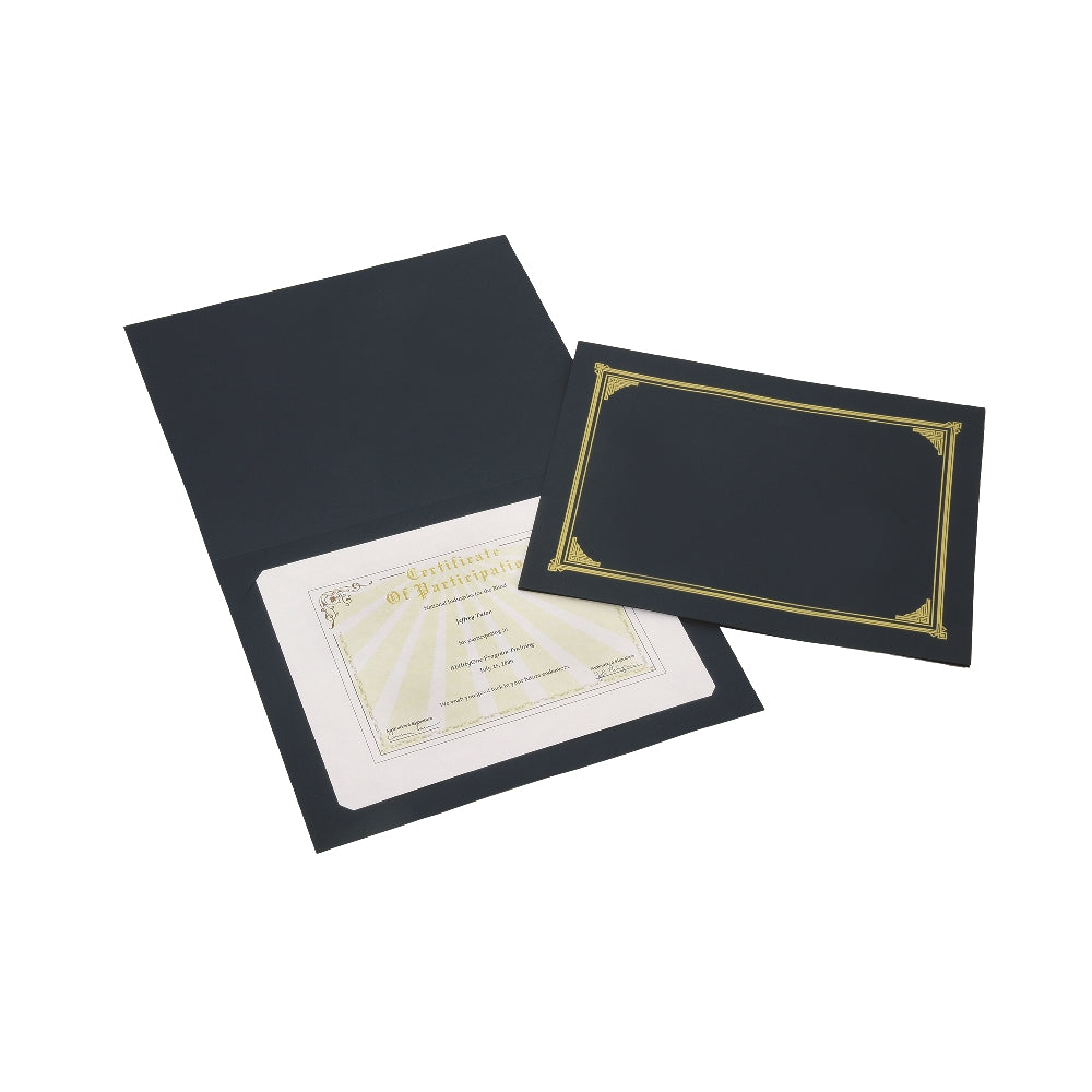 Image of Gold Foil Stamped Certificate Document Cover, Blue