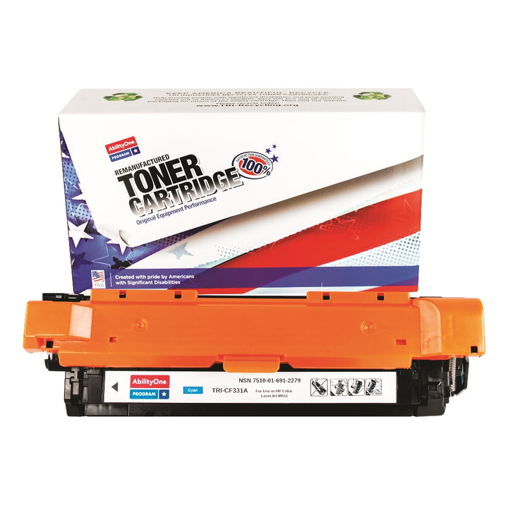 Image of Remanufactured Toner Cartridge for HP CF331A (HP 654A), Page Yield 15k, Cyan