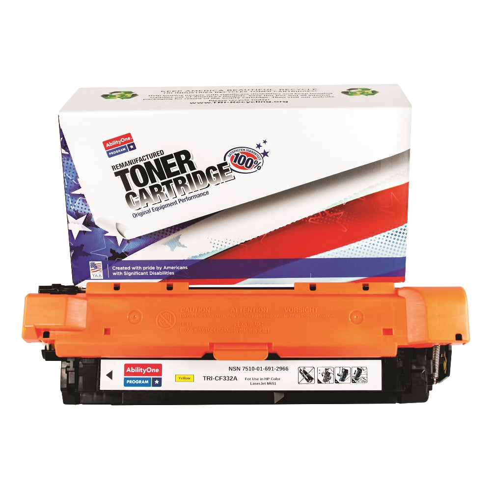 Image of Remanufactured Toner Cartridge for HP CF332A (HP 654A), Page Yield 15k, Yellow