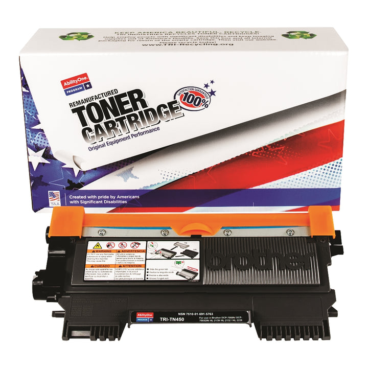 Image of Remanufactured High Yield Toner Cartridge for Brother TN450, Page Yield 2.6k, Black