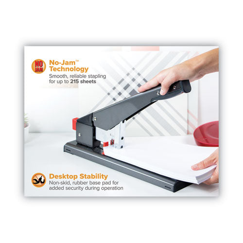 Image of Bostitch® Antimicrobial 215-Sheet Extra Heavy-Duty Stapler, 215-Sheet Capacity, Black